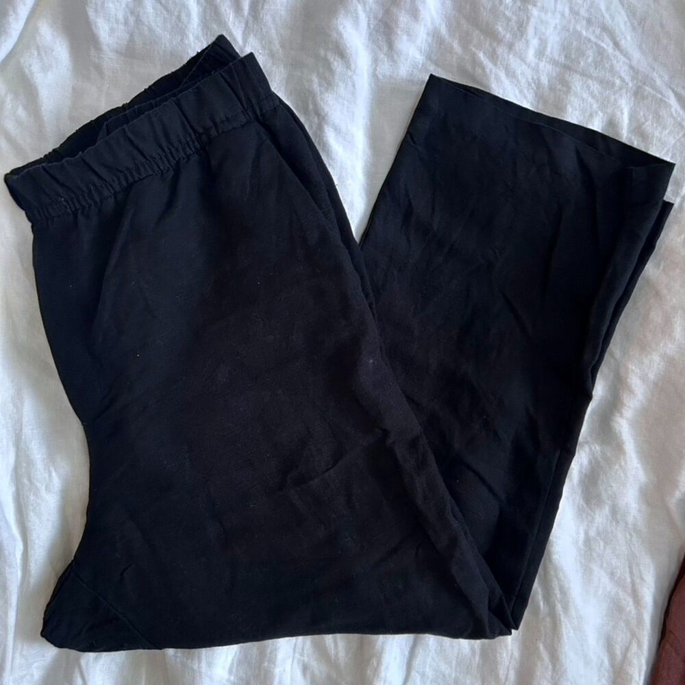 H&M Black Linen-blend Tapered Pants